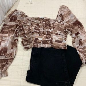 Crop top graphic long sleeve